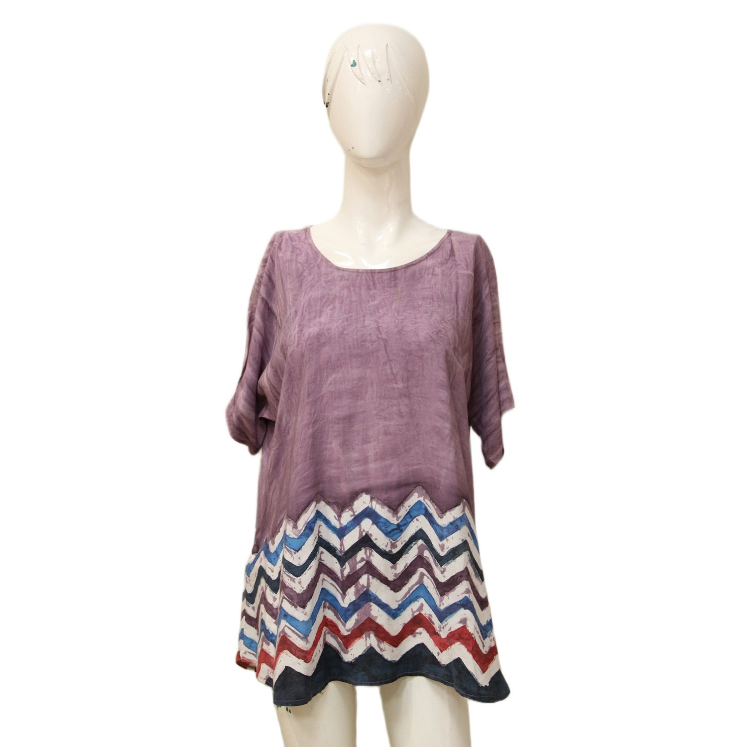 بلوزة نص كم موجة موف