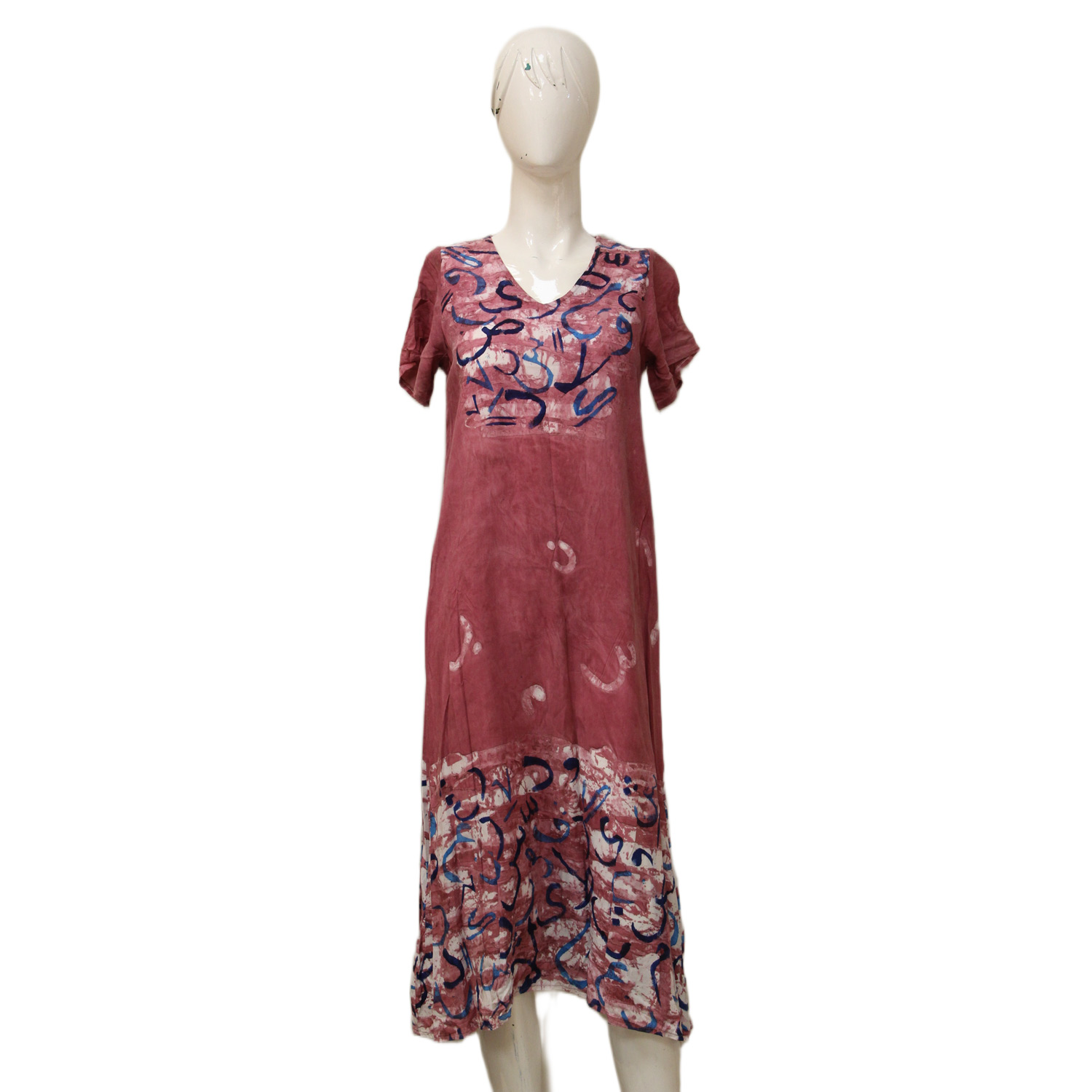 فستان نص كم قصير حروف فوشيا