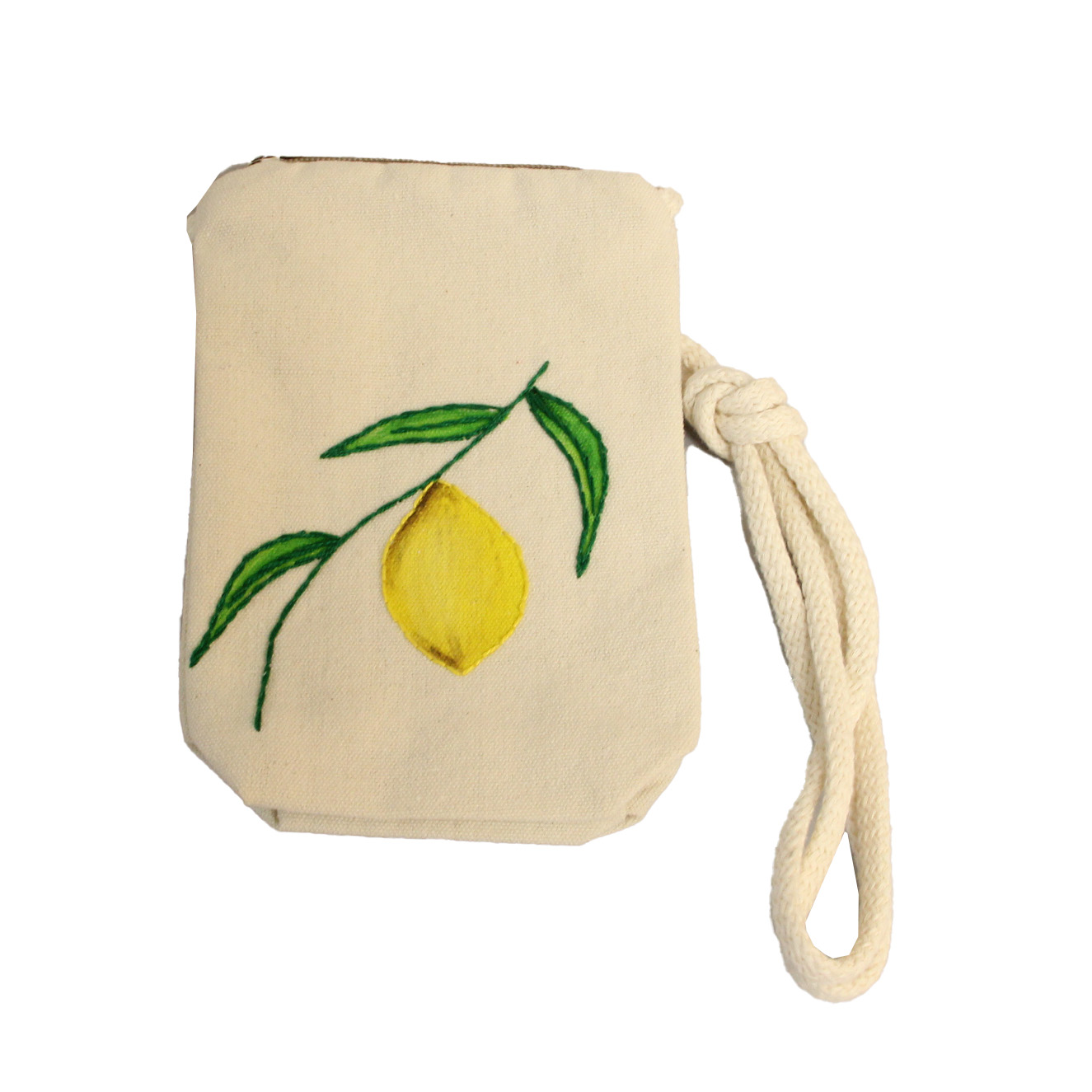 جراب موبايل مطرز بسوستة وتطريز وتلوين ليمون (20×12 سم)