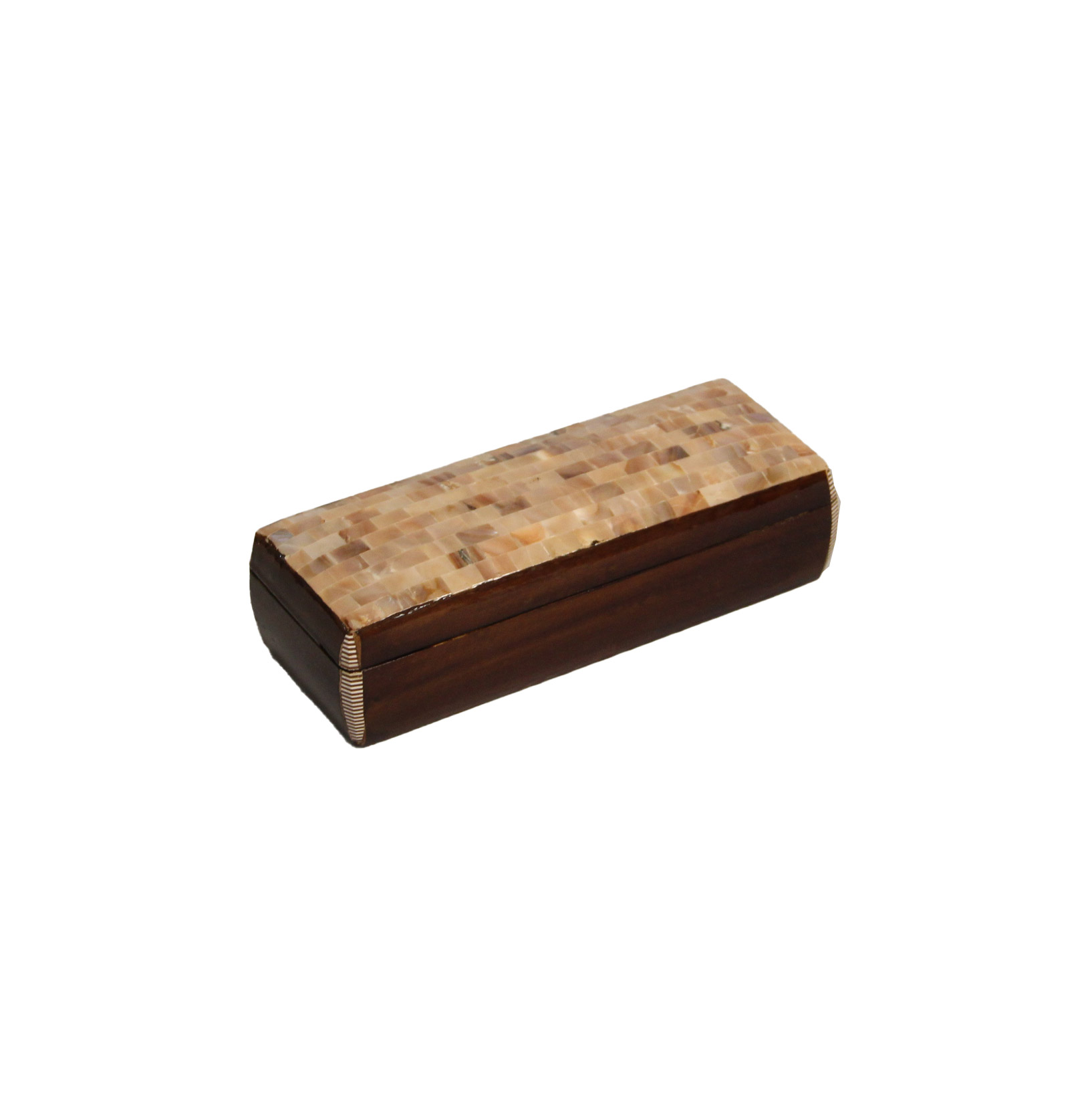 1840 - علبة صدف 9 سم مستطيلة بني × أبيض